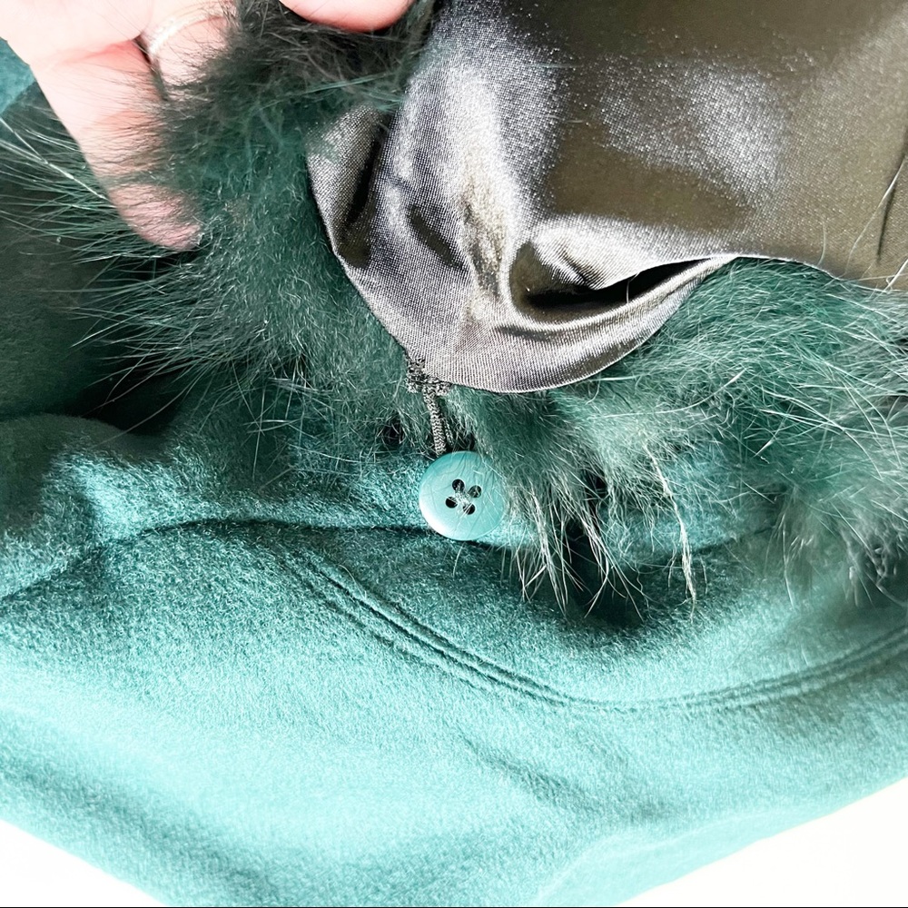 Andrew Marc Wool Blend Genuine Dyed Fox Fur Collar Coat Forest Green 4 NWT - Picture 14 of 16